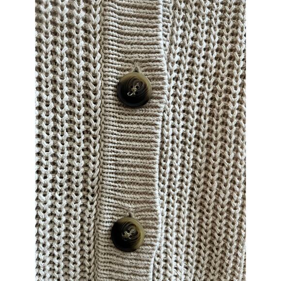 Garnet Hill Ecru Maren Linen & Organic-Cotton Cardigan Size Large Style 500532 - Picture 6 of 15